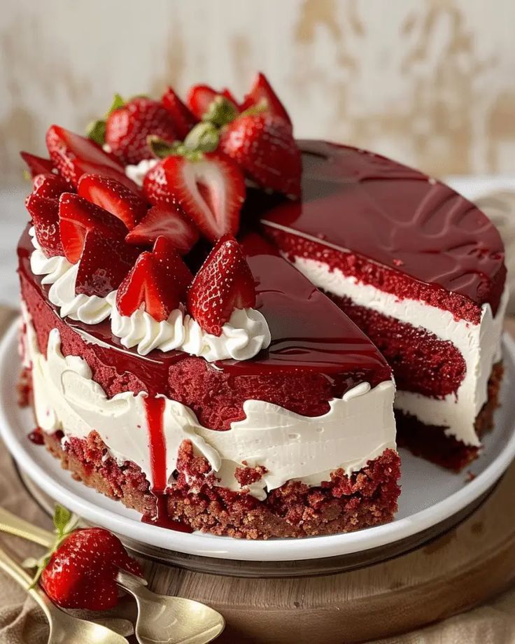 Strawberry Glazed Red Velvet Cake